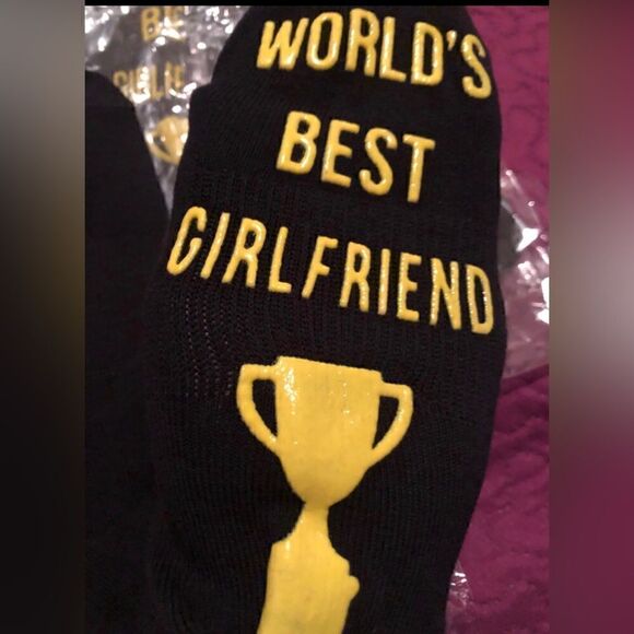 Set of 3 - Worlds best girlfriend  socks ! 

New in bags — grippy bottoms - Picture 1 of 2
